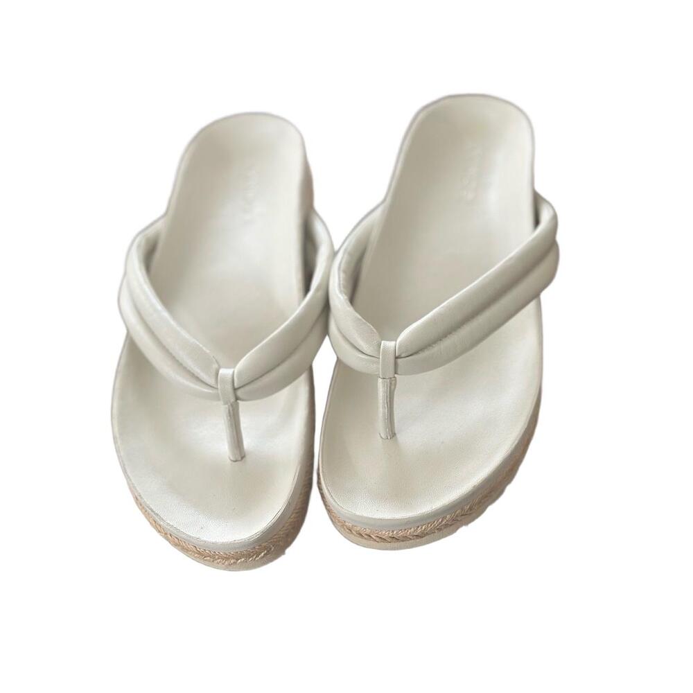 Vince Forest Padded Thong Platform Sandals 7.5 Cream Leather Espadrille Sole